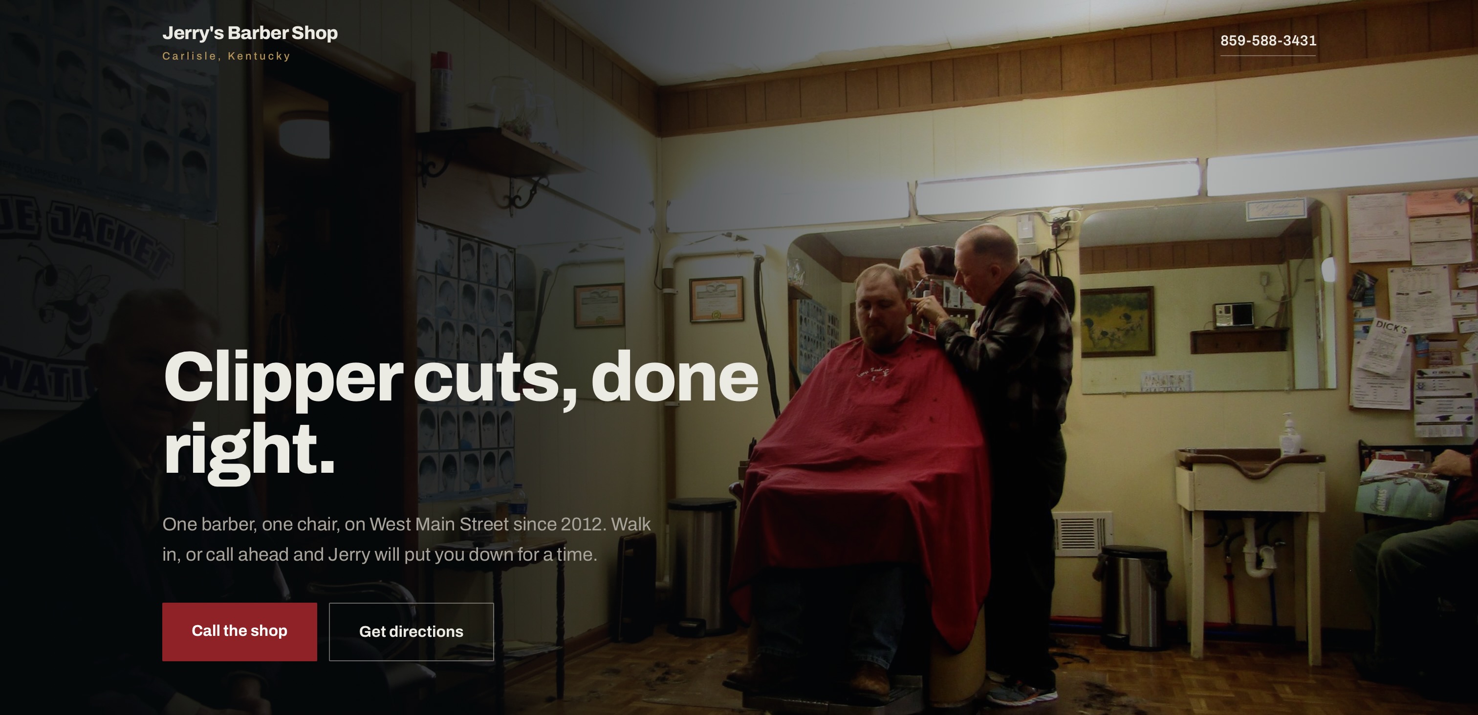 Jerry's Barber Shop website homepage