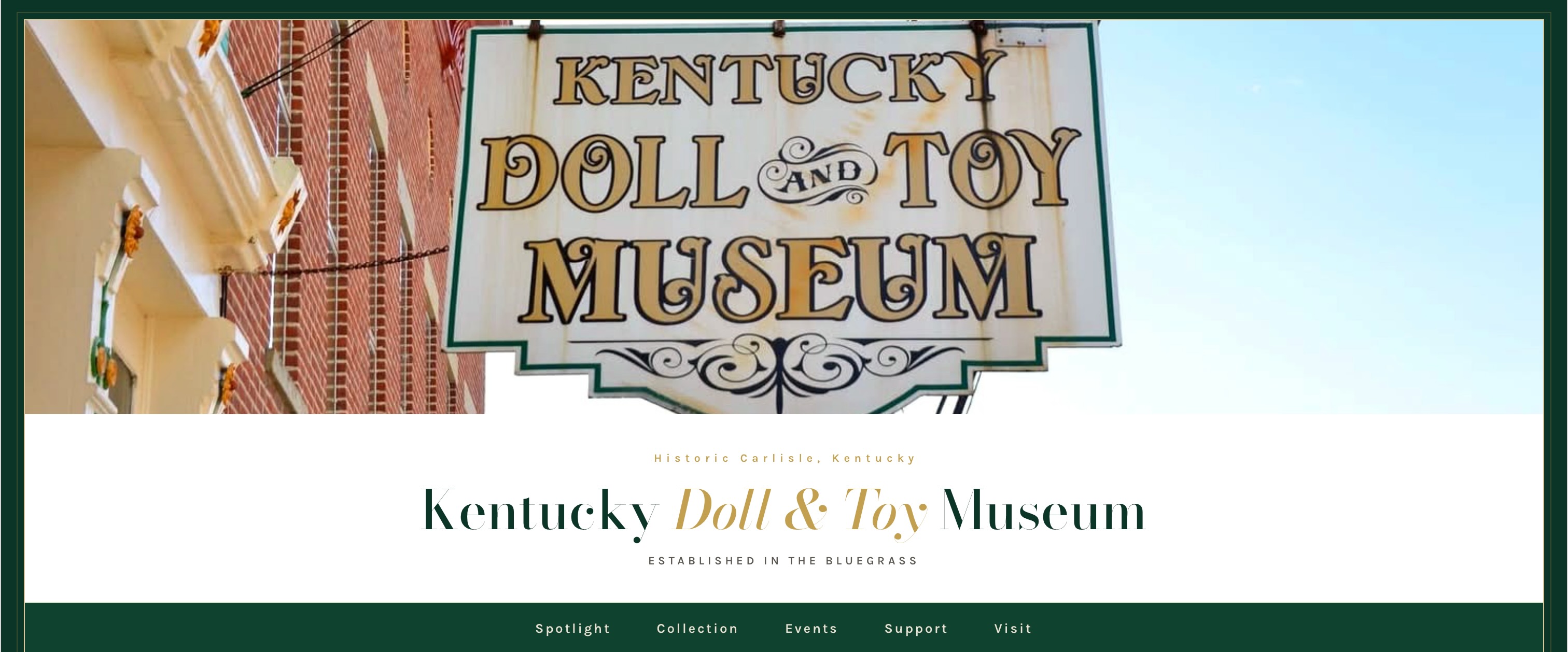 Kentucky Doll and Toy Museum website homepage